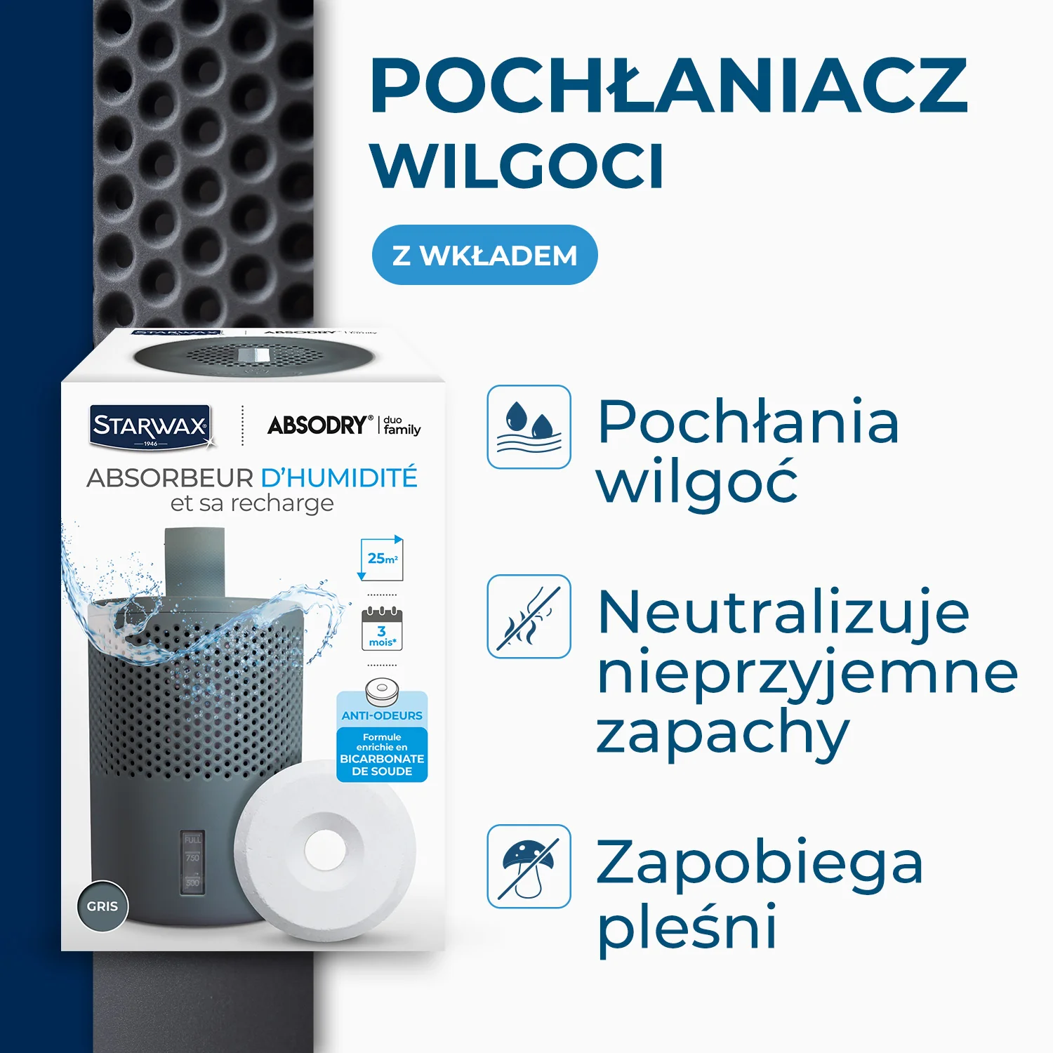 Pochłaniacz wilgoci z wkładem Starwax Absodry Duo Family Szary - Image 4