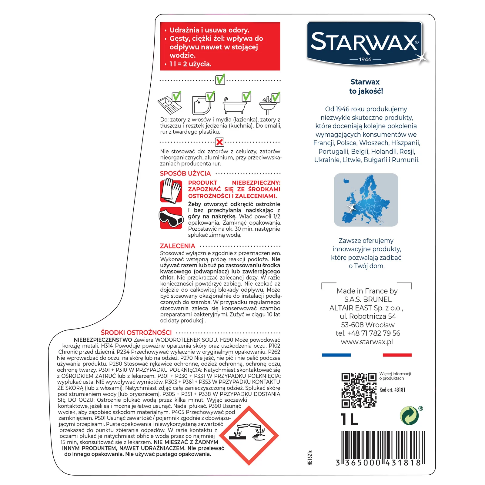 UDRAŻNIACZ ŻEL SKONCENTROWANY 1 L STARWAX - Image 3